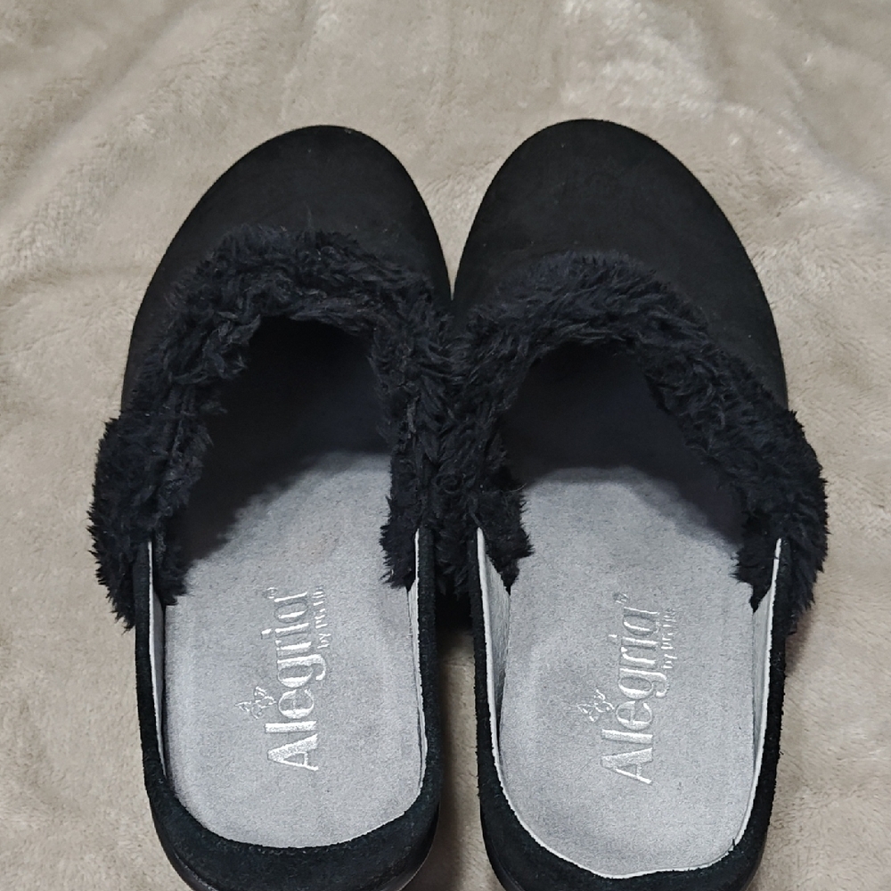 Alegria Isabelle Black Beauty Mules Women's Fur-Lined Shoes size 38/7.5-8 - Picture 2 of 11
